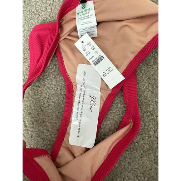 J Crew re-Imagined Curved Waist Bikini Bottom Pink Women Small New W/Tags - Picture 3 of 8